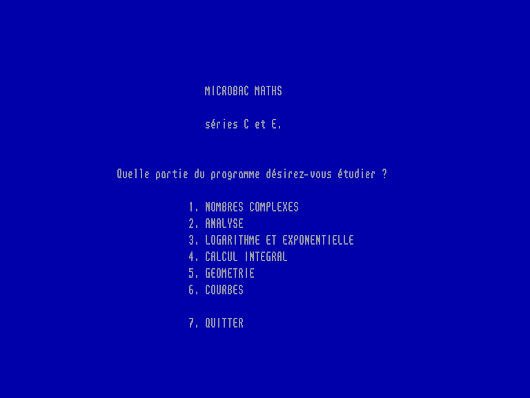 screenshot du jeu Amstrad CPC Micro Bac Maths C.E