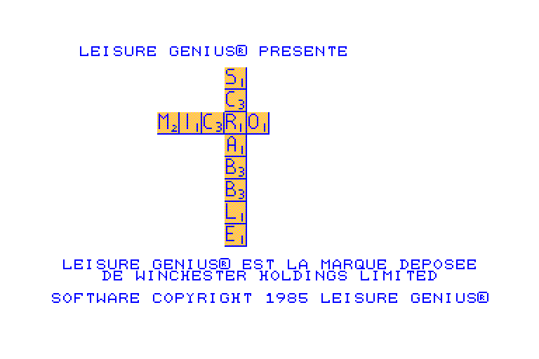 screenshot of the Amstrad CPC game Micro Scrabble