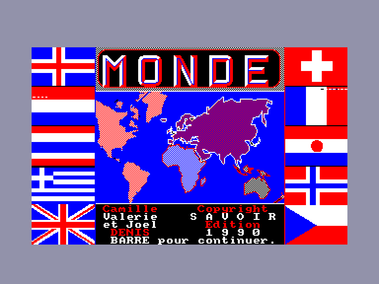 screenshot du jeu Amstrad CPC G&eacute;ographe - Monde (le)