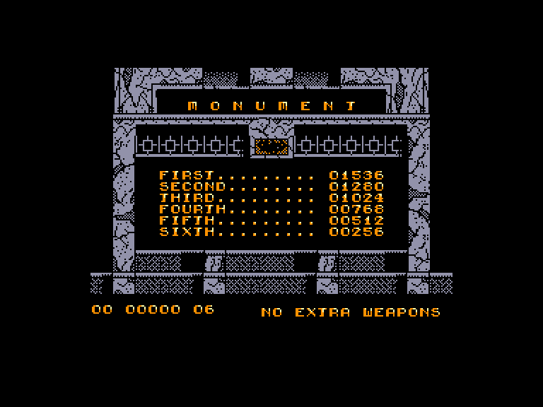 screenshot of the Amstrad CPC game Monument