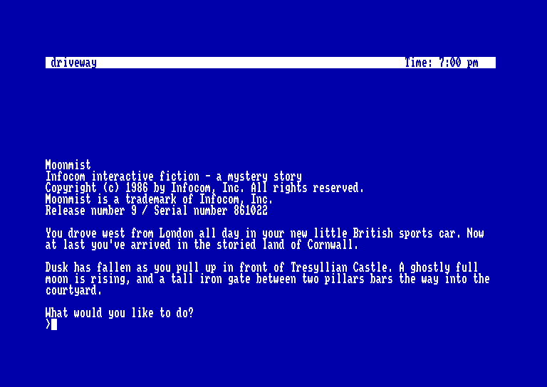 screenshot du jeu Amstrad CPC Moonmist