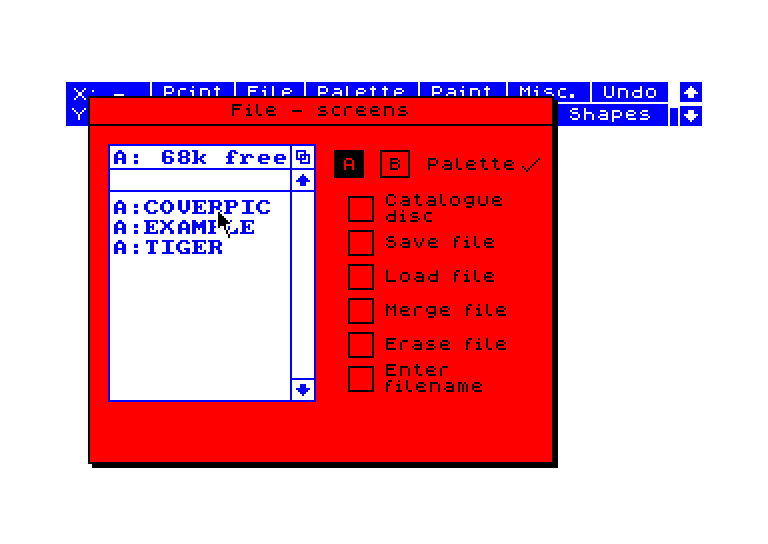 screenshot of the Amstrad CPC game Advanced OCP Art Studio (the)