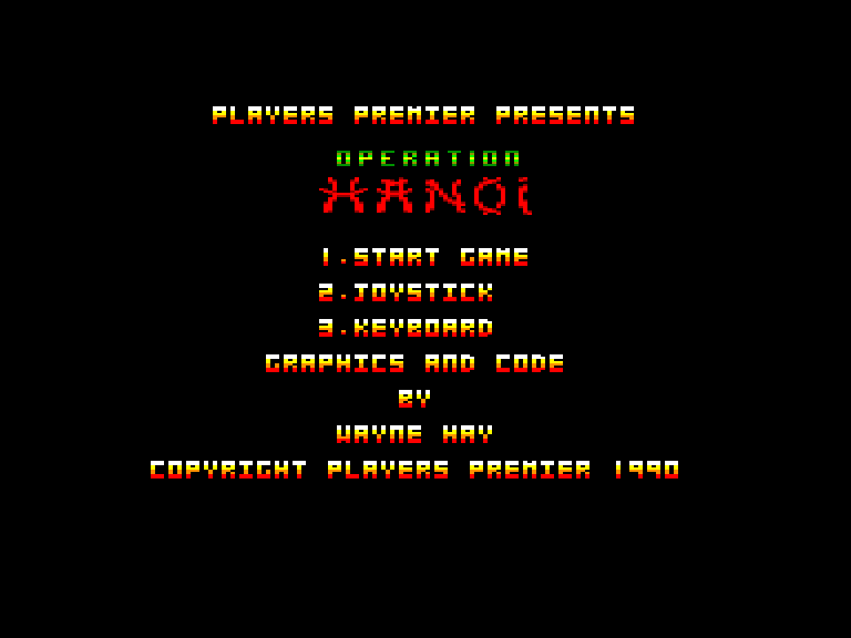 screenshot of the Amstrad CPC game Operation Hanoi