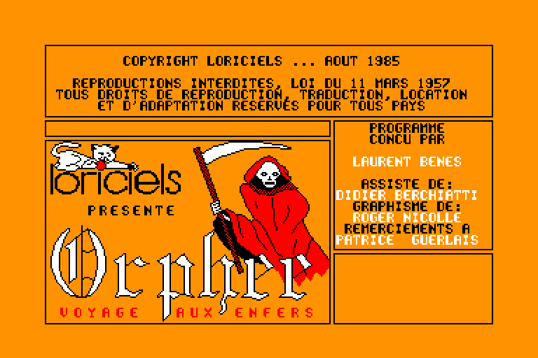 screenshot du jeu Amstrad CPC Orph&eacute;e
