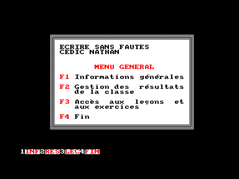 screenshot du jeu Amstrad CPC Orthographe Ecrire Sans Fautes Volume 2