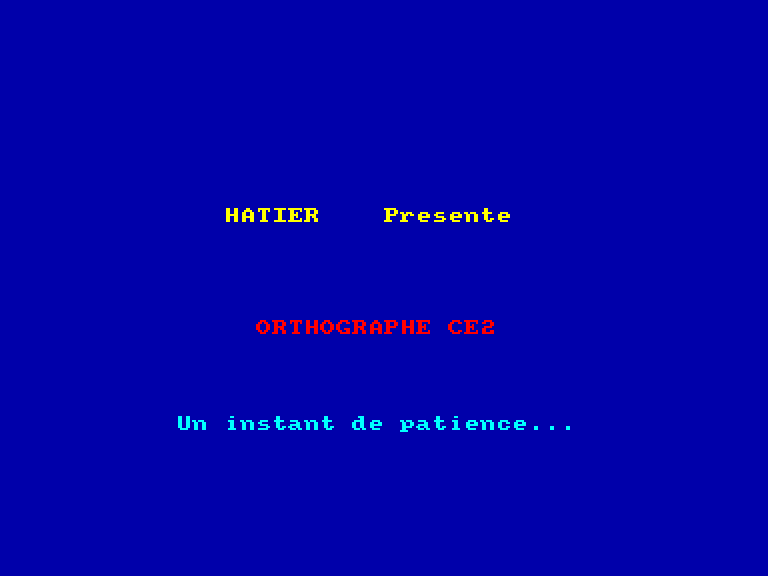 screenshot of the Amstrad CPC game Orthographe CE2
