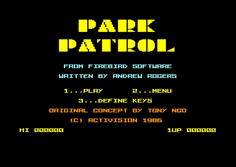 screenshot of the Amstrad CPC game Park patrol