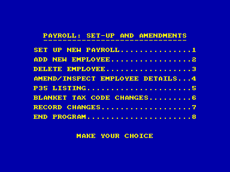 screenshot du jeu Amstrad CPC Payroll