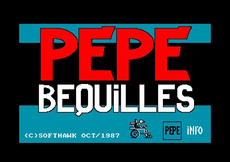 screenshot of the Amstrad CPC game P&eacute;p&eacute; B&eacute;quilles
