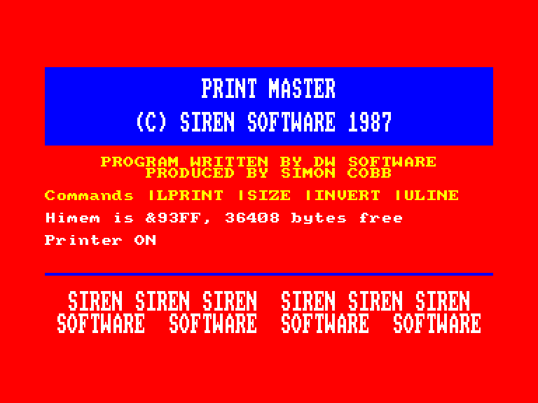 screenshot du jeu Amstrad CPC Print Master