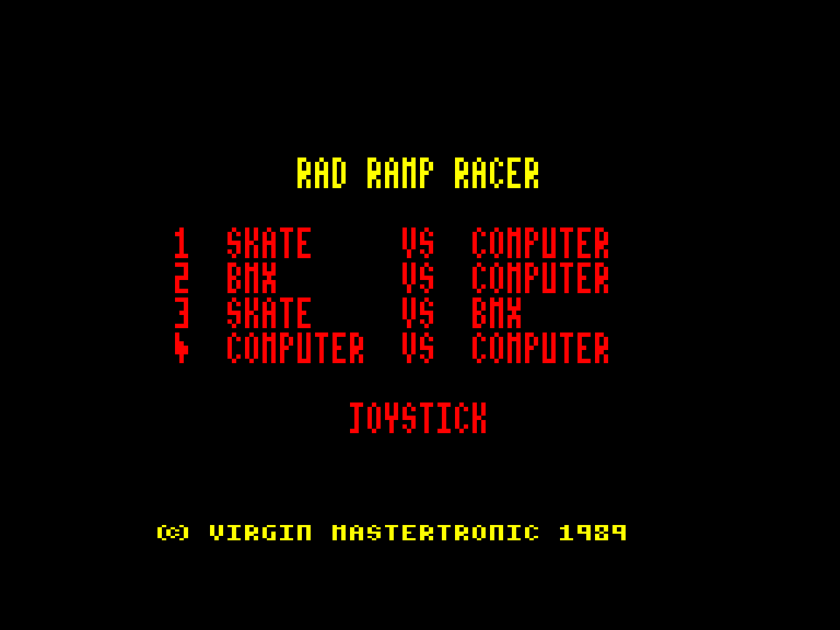 screenshot of the Amstrad CPC game Rad ramp racer