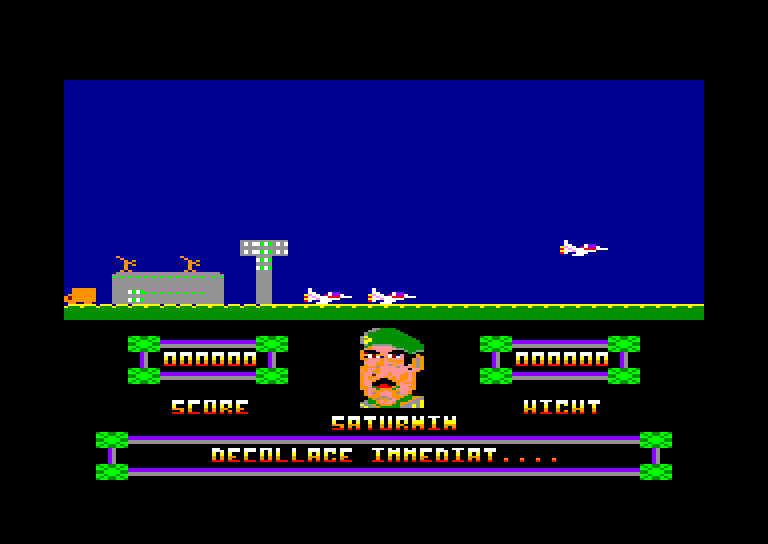 screenshot of the Amstrad CPC game Raid on saturnville