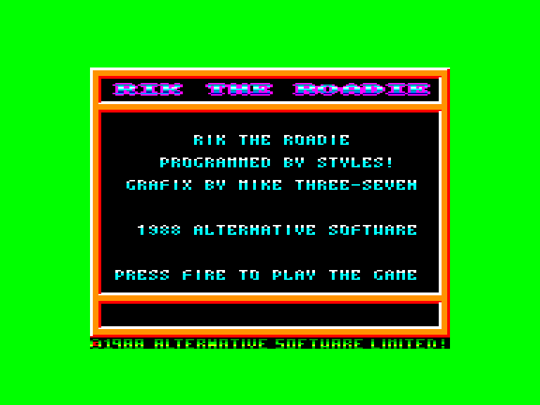 screenshot of the Amstrad CPC game Rik the Roadie