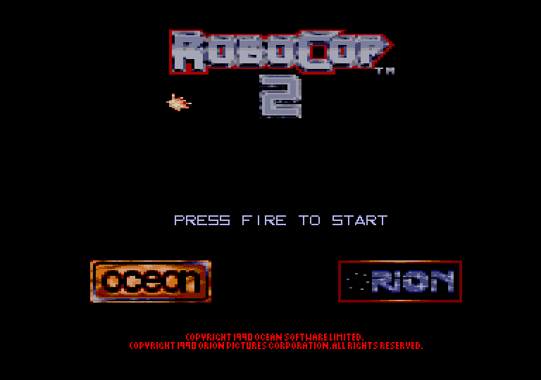 screenshot of the Amstrad CPC game RoboCop 2