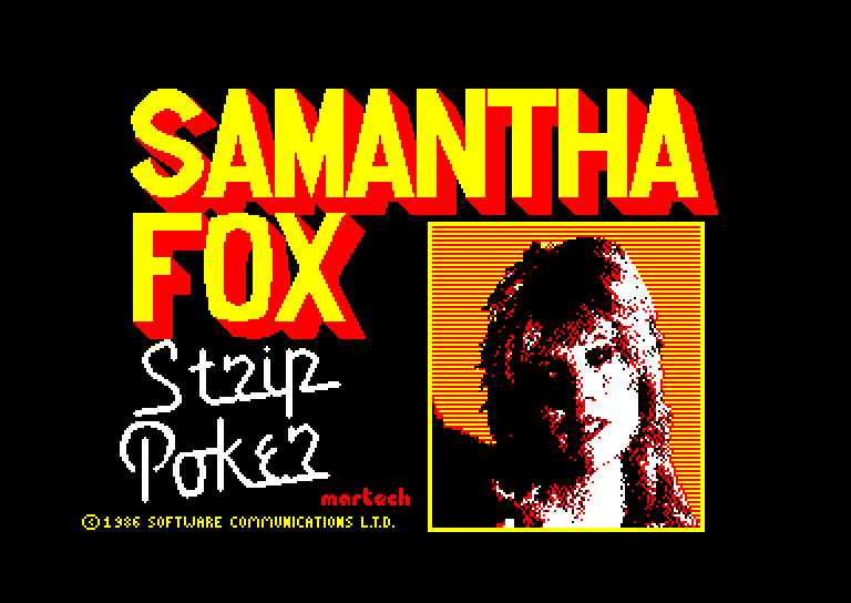 screenshot of the Amstrad CPC game Samantha Fox Strip Poker