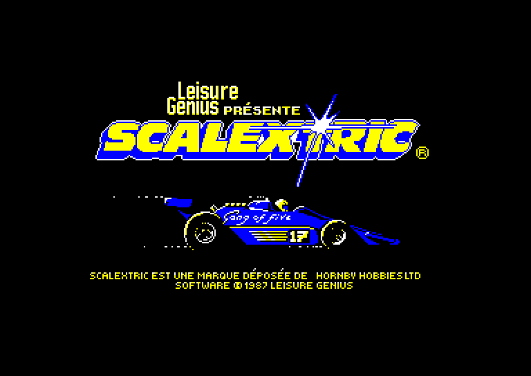 screenshot of the Amstrad CPC game Scalextric