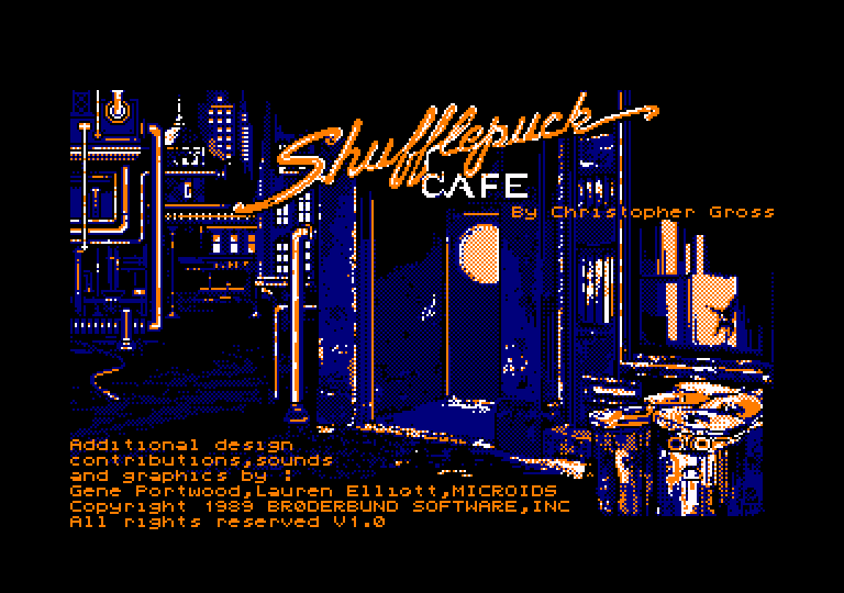 screenshot of the Amstrad CPC game Shufflepuck Caf&eacute;