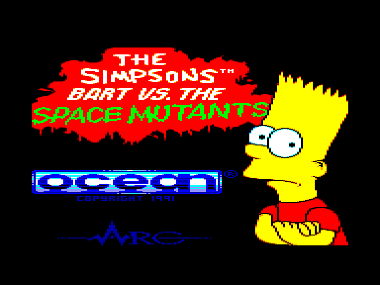 screenshot of the Amstrad CPC game Simpsons - Bart Vs the Space Mutants