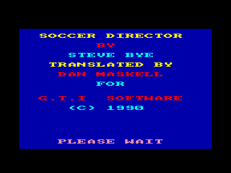 screenshot of the Amstrad CPC game Soccer director