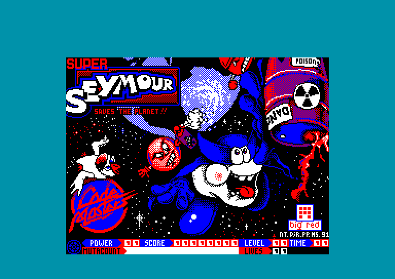 screenshot of the Amstrad CPC game Super Seymour saves the Planet