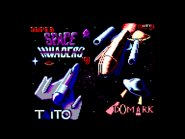 screenshot of the Amstrad CPC game Super Space Invaders