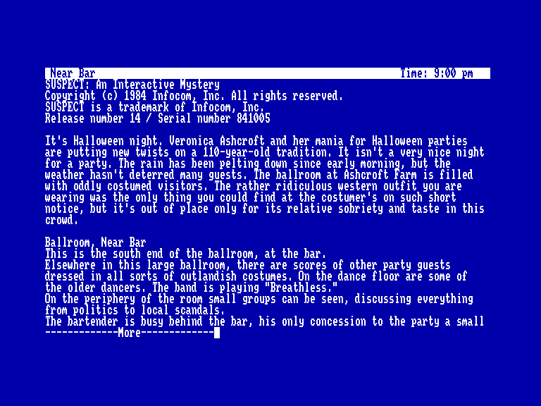 screenshot of the Amstrad CPC game Suspect