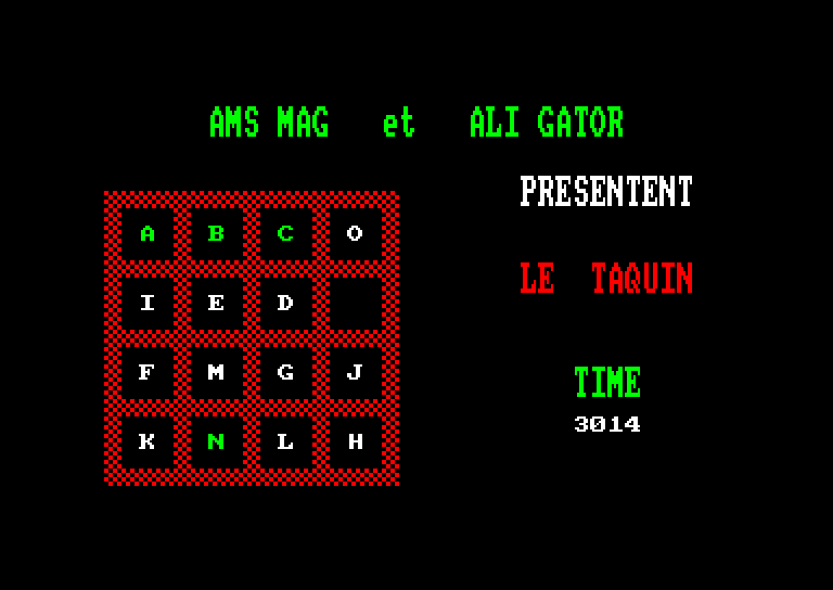 screenshot du jeu Amstrad CPC Taquin