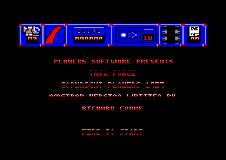 screenshot of the Amstrad CPC game Task Force