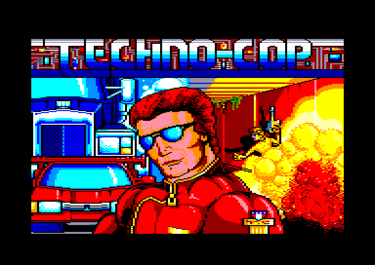 screenshot of the Amstrad CPC game Techno Cop