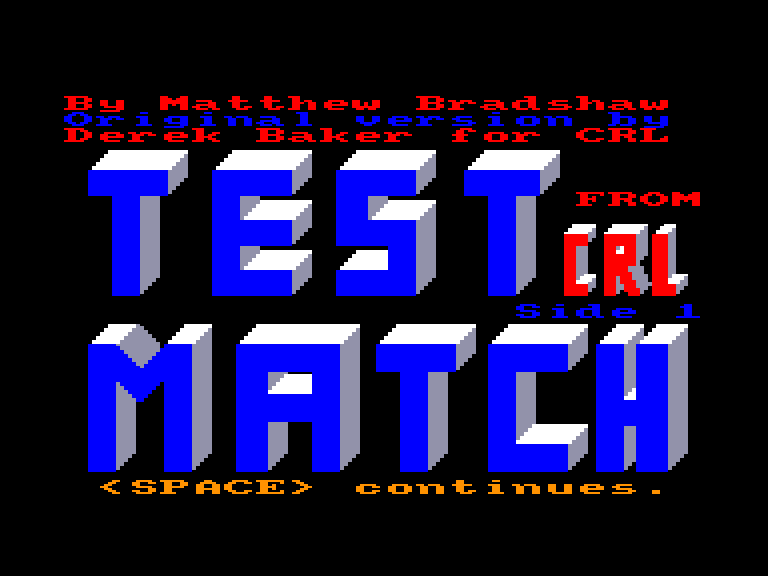 screenshot of the Amstrad CPC game Test match cricket