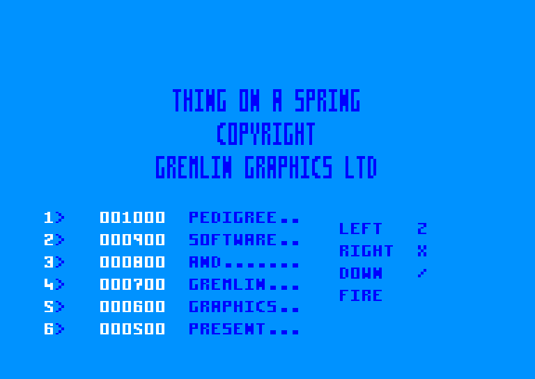 screenshot du jeu Amstrad CPC Thing on a spring