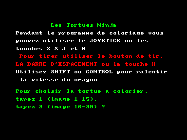 screenshot of the Amstrad CPC game Teenage Mutant Hero Turtles World Tour