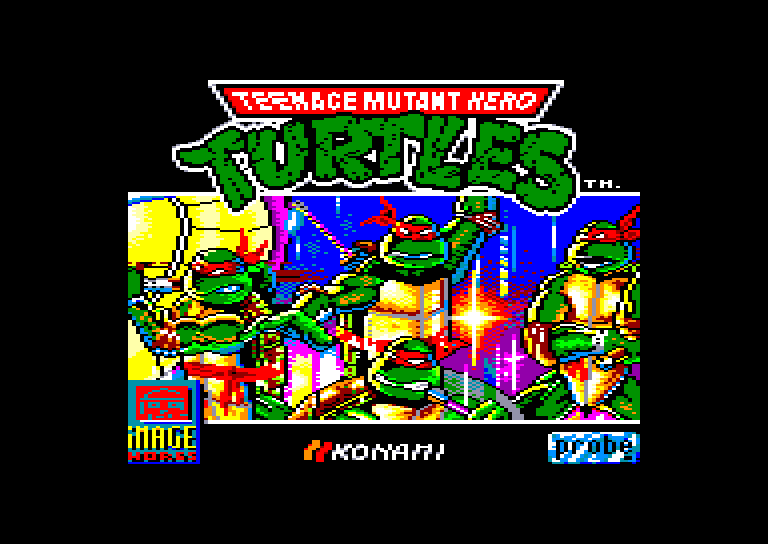 screenshot of the Amstrad CPC game Teenage Mutant Hero Turtles