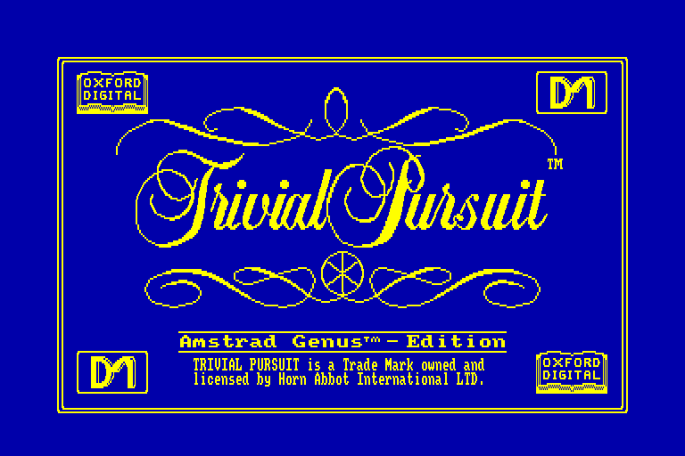 screenshot of the Amstrad CPC game Trivial Pursuit - Genus Edition