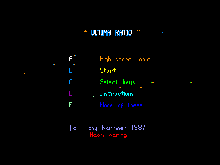 screenshot du jeu Amstrad CPC Ultima Ratio