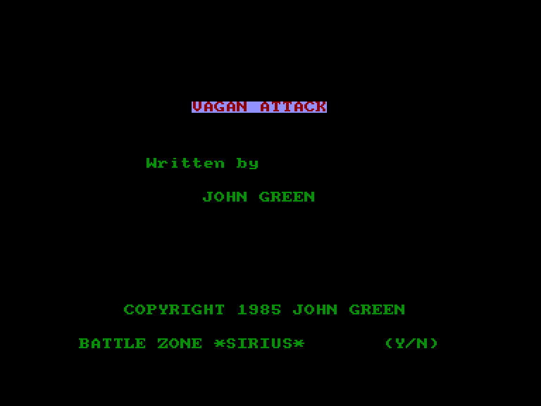 screenshot of the Amstrad CPC game Vagan attack