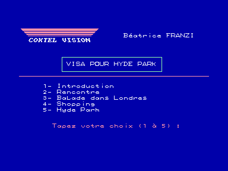 screenshot du jeu Amstrad CPC Visa pour hyde park