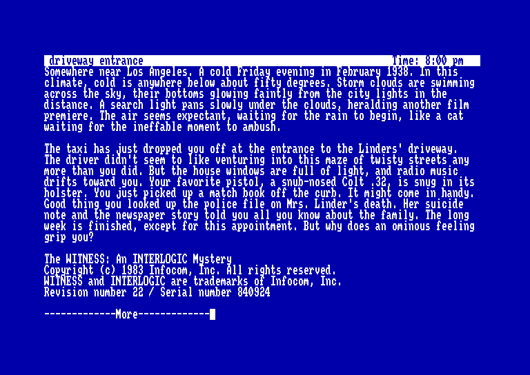 screenshot of the Amstrad CPC game Witness (the)