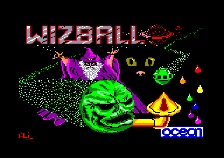 screenshot of the Amstrad CPC game Wizball