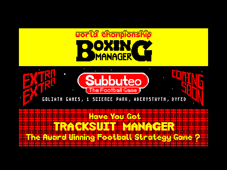 screenshot du jeu Amstrad CPC World championship boxing manager