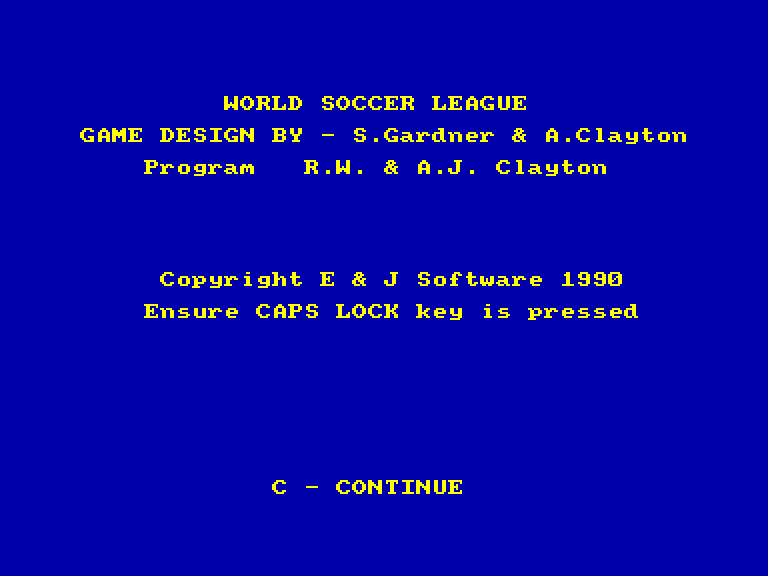 screenshot du jeu Amstrad CPC World soccer league