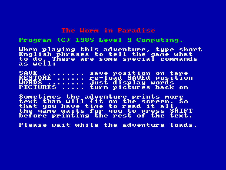 screenshot of the Amstrad CPC game Worm in paradise (the)