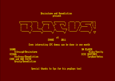 loading screen of the Bloc us Amstrad CPC demo