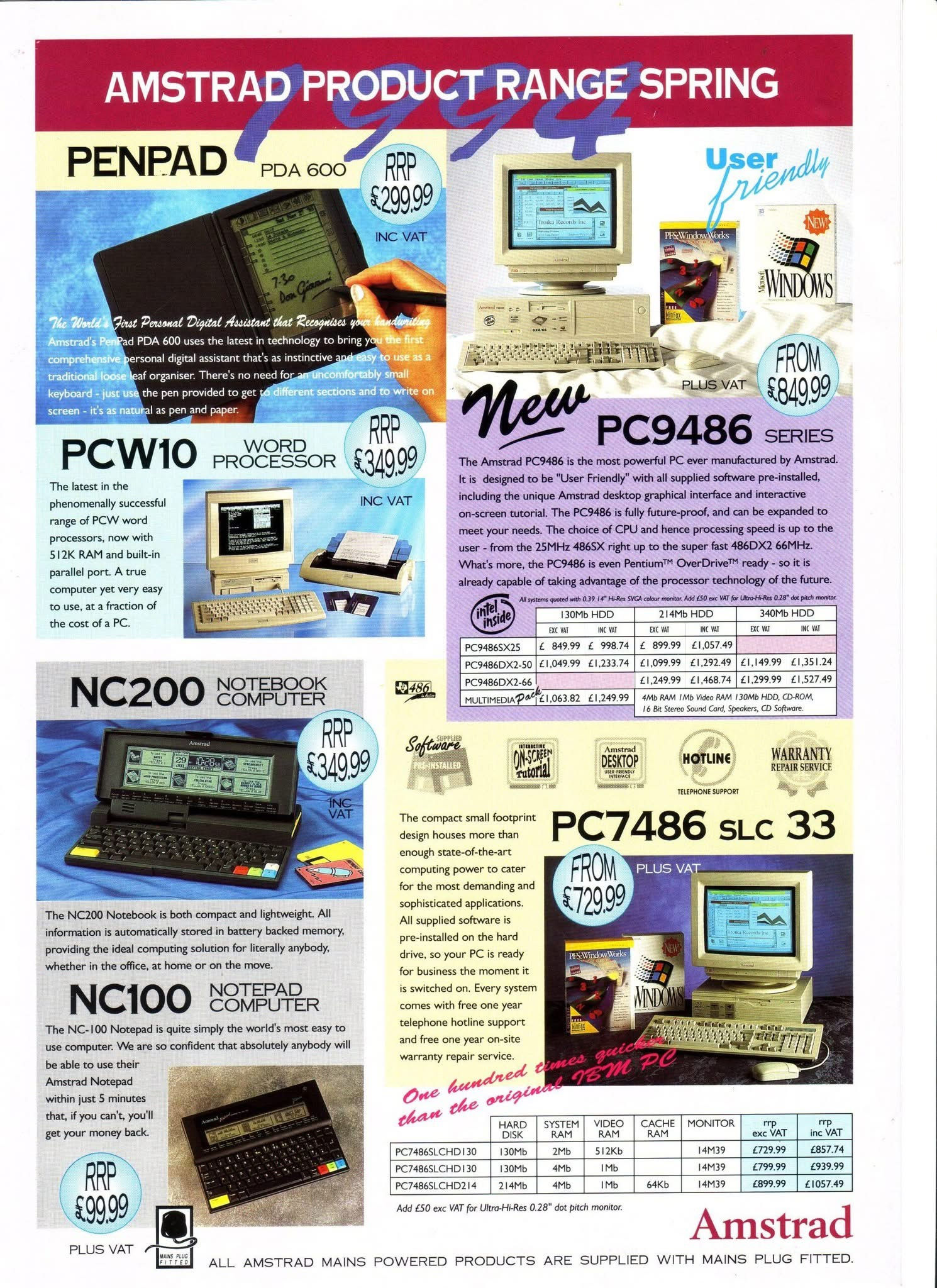 1994 U.K. advertisement for Amstrad computers